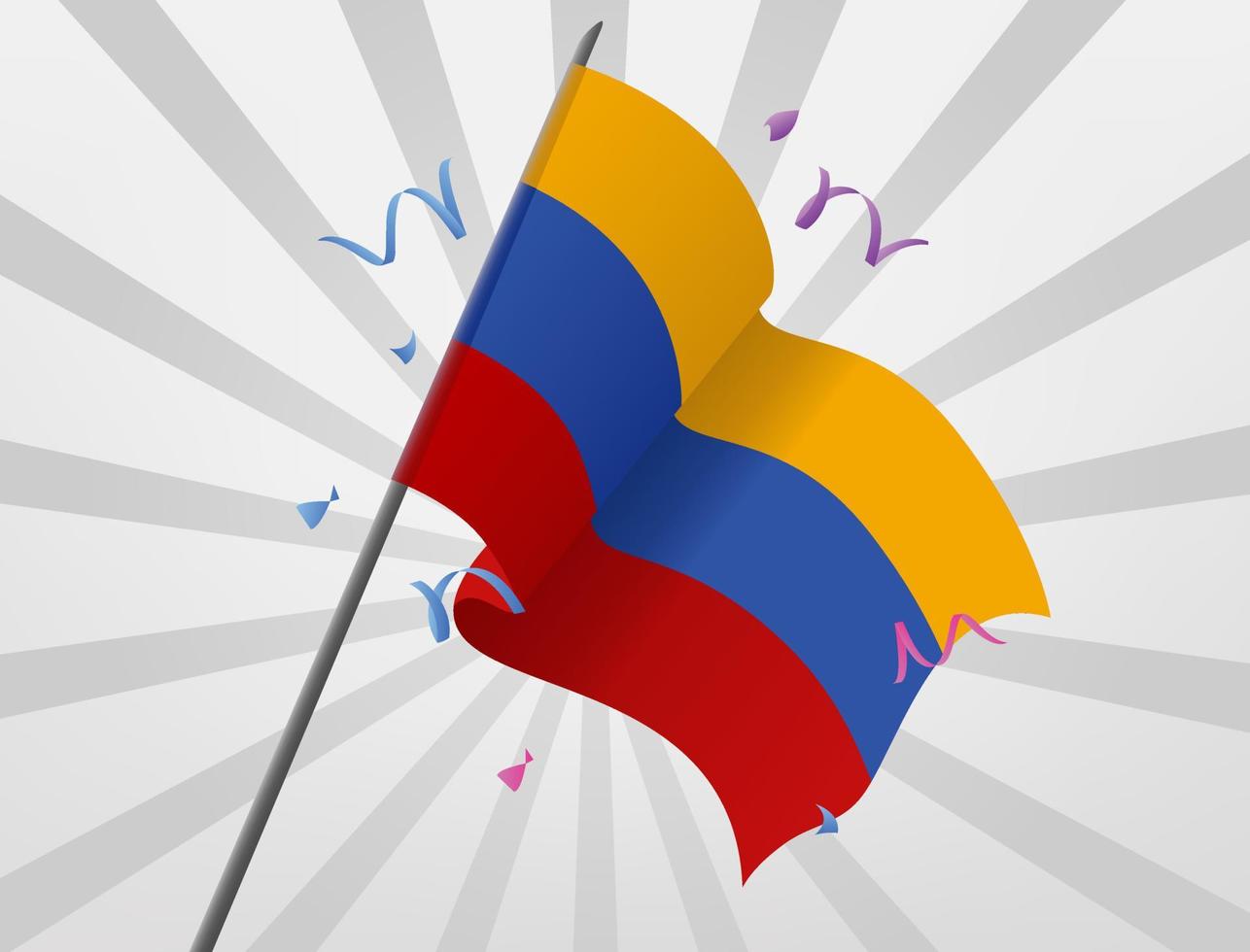 la bandera de celebración del país de colombia ondea a gran altura vector