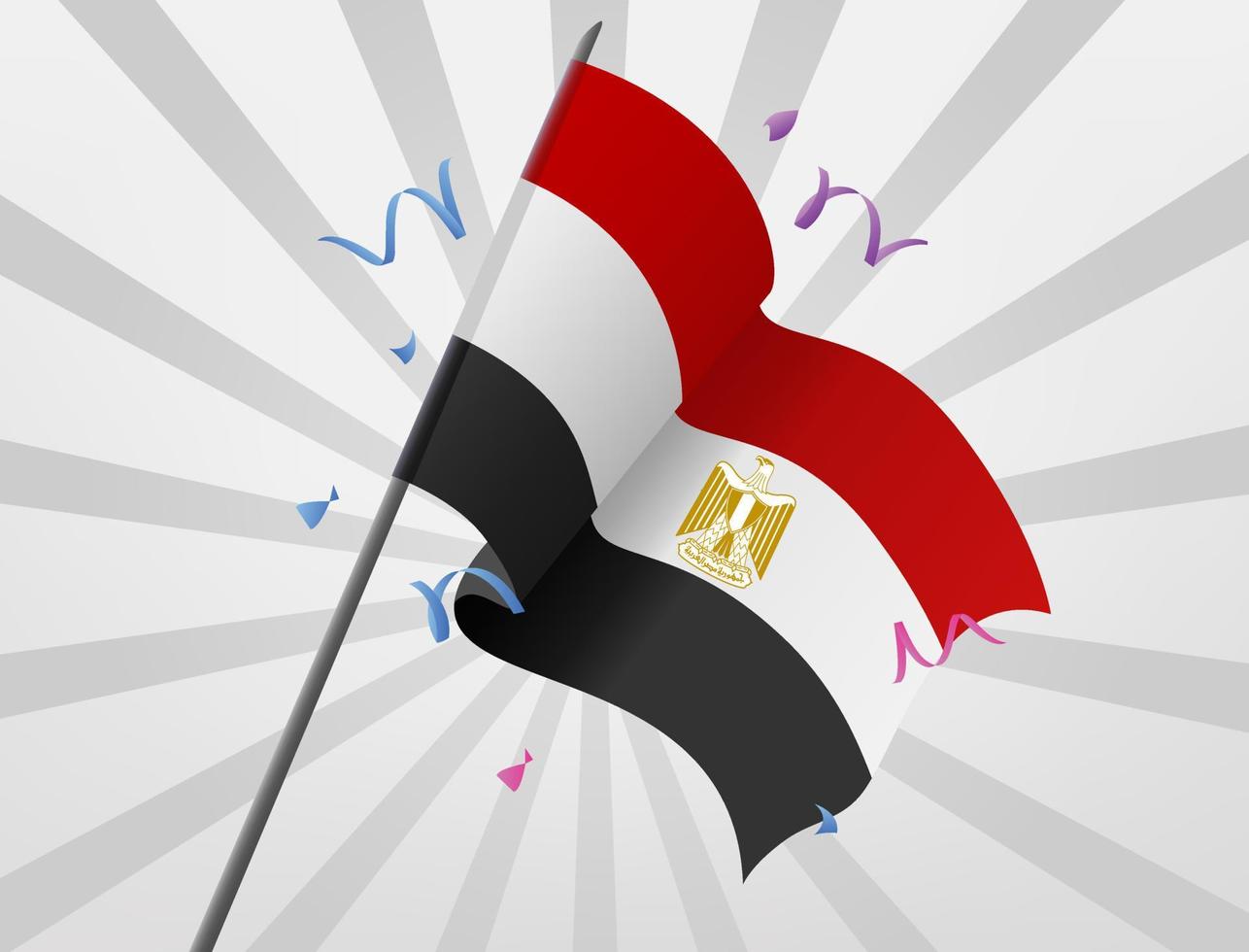 The celebratory flag of Egypt flies at height vector