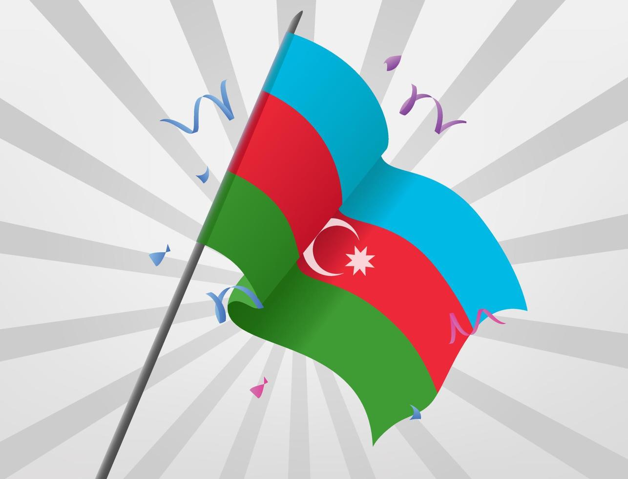 The celebratory flag of Azerbaijan flies at a height vector
