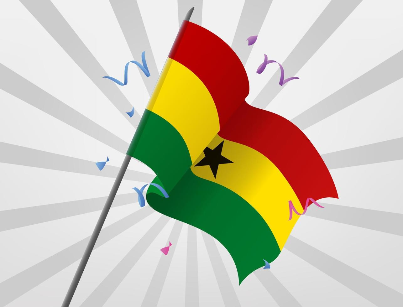 The celebratory flag of Ghana flies at height vector