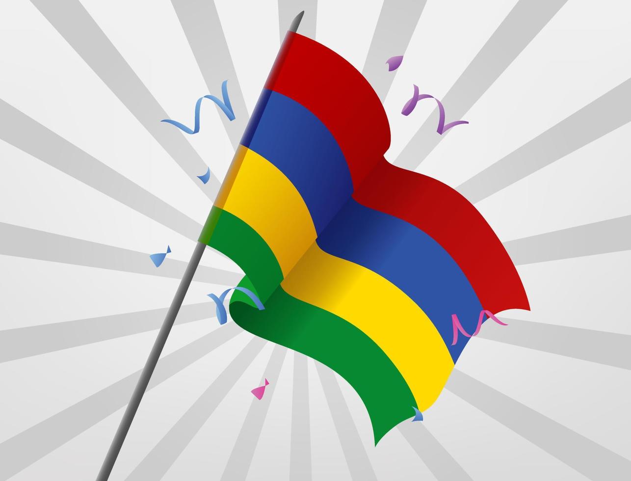 Flying flags crossed from the country of Mauritius vector