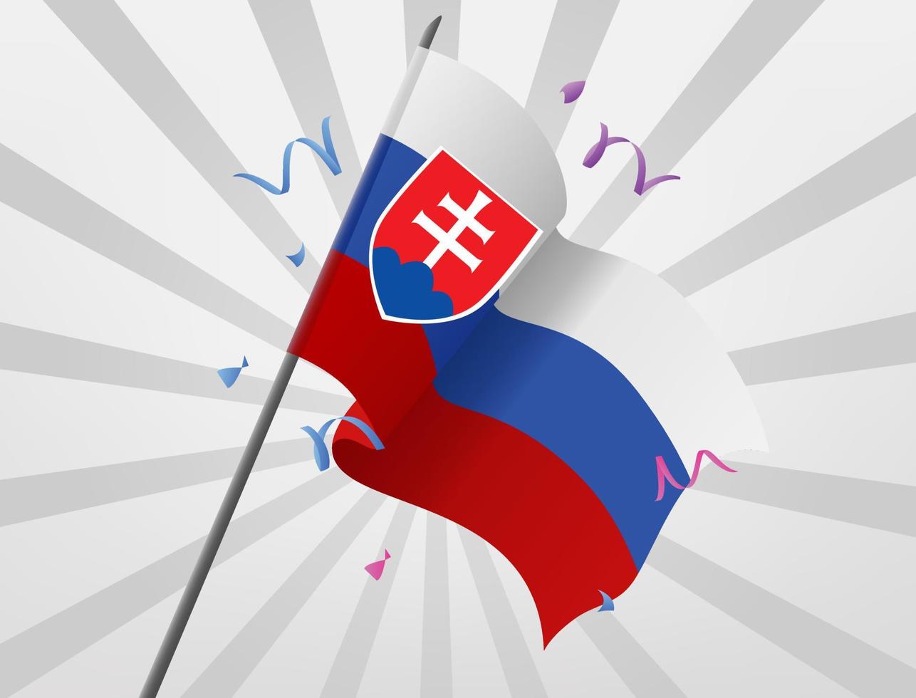 The celebratory flag of Slovakia flies at height vector