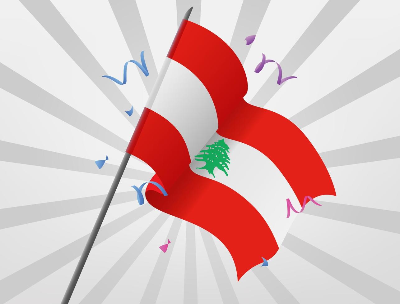 The celebratory flag of the country of Lebanon flies at high altitude vector