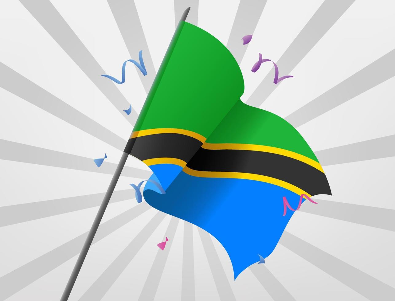 The celebratory flag of Tanzania flies at height vector