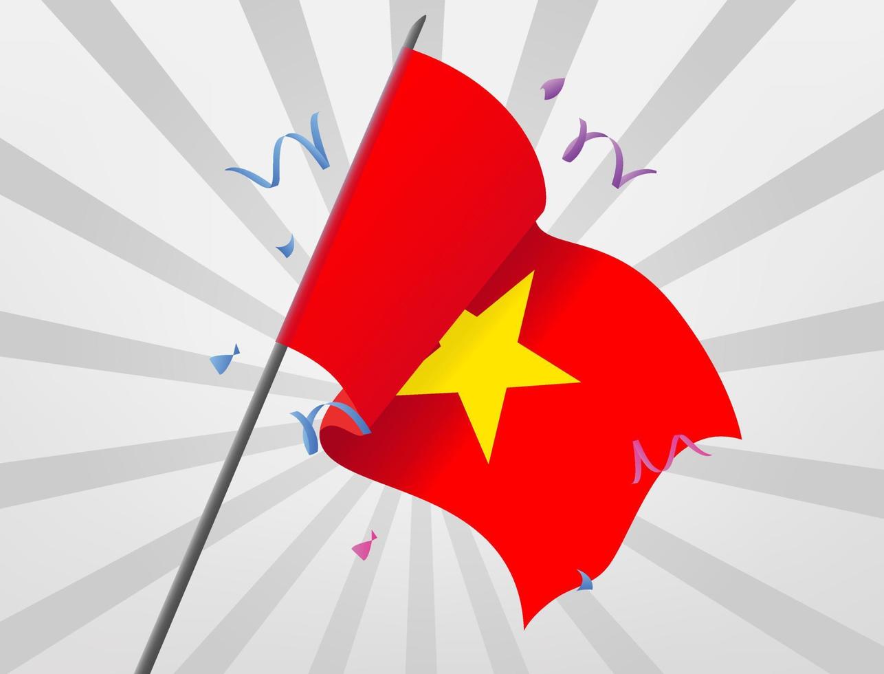 The celebratory flag of Vietnam is flying at high altitudes vector