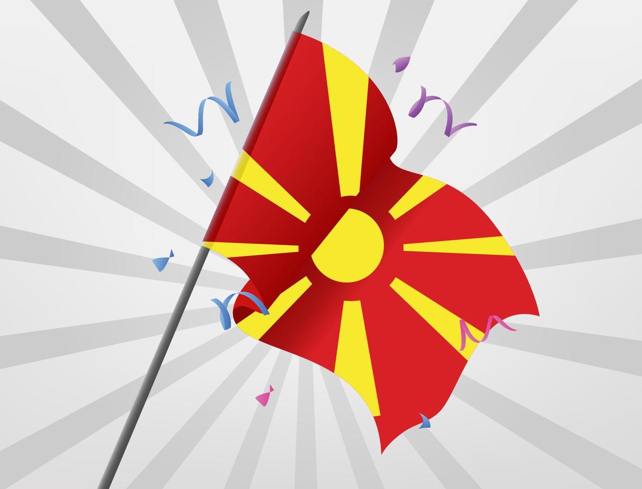 The Macedonian celebration flag flew at a height vector