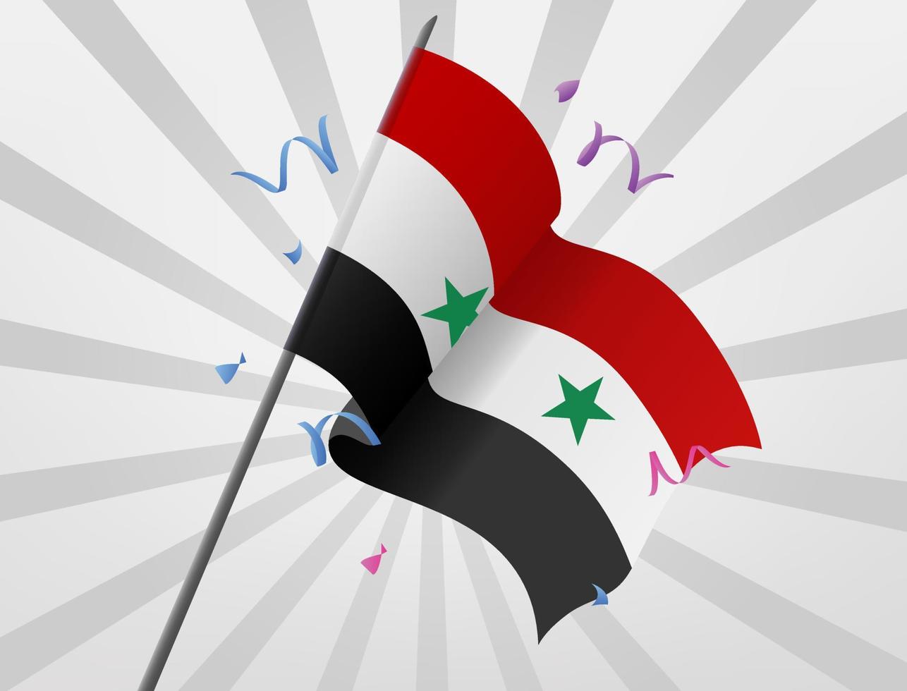 The Syrian celebratory flag flew at a height vector