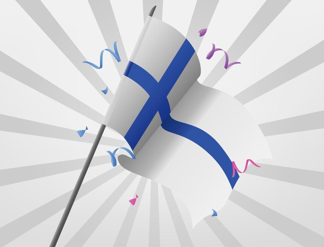 Finland's celebratory flag flew at a height vector