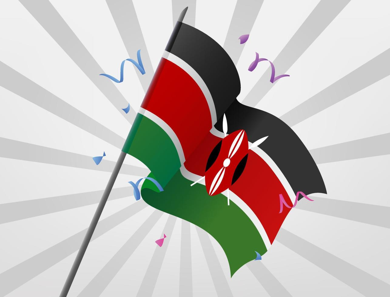 Kenya's celebratory flag is flying at height vector