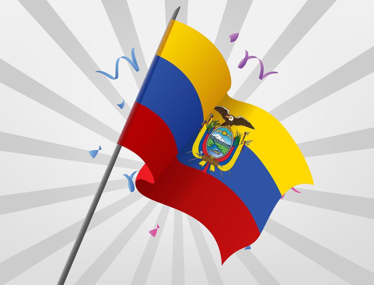 la bandera de celebración de ecuador ondea a gran altura vector