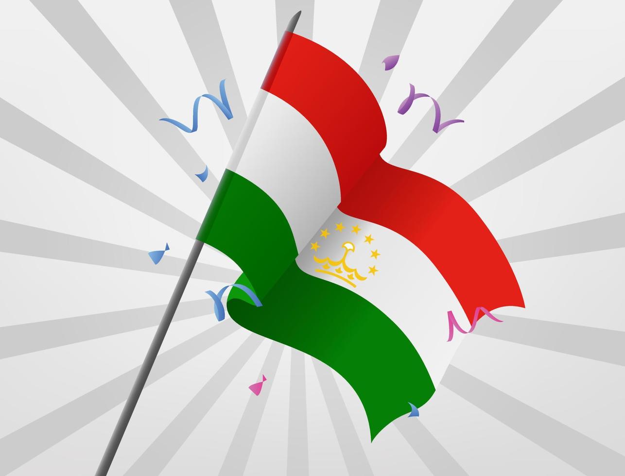 The celebration flag of the country of Tajikistan flies at a height vector