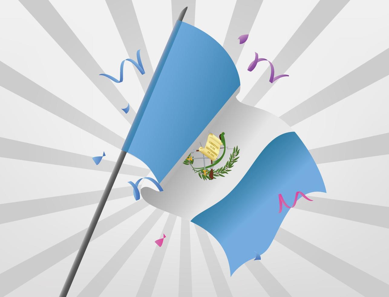 la bandera de celebración de guatemala ondea a gran altura vector