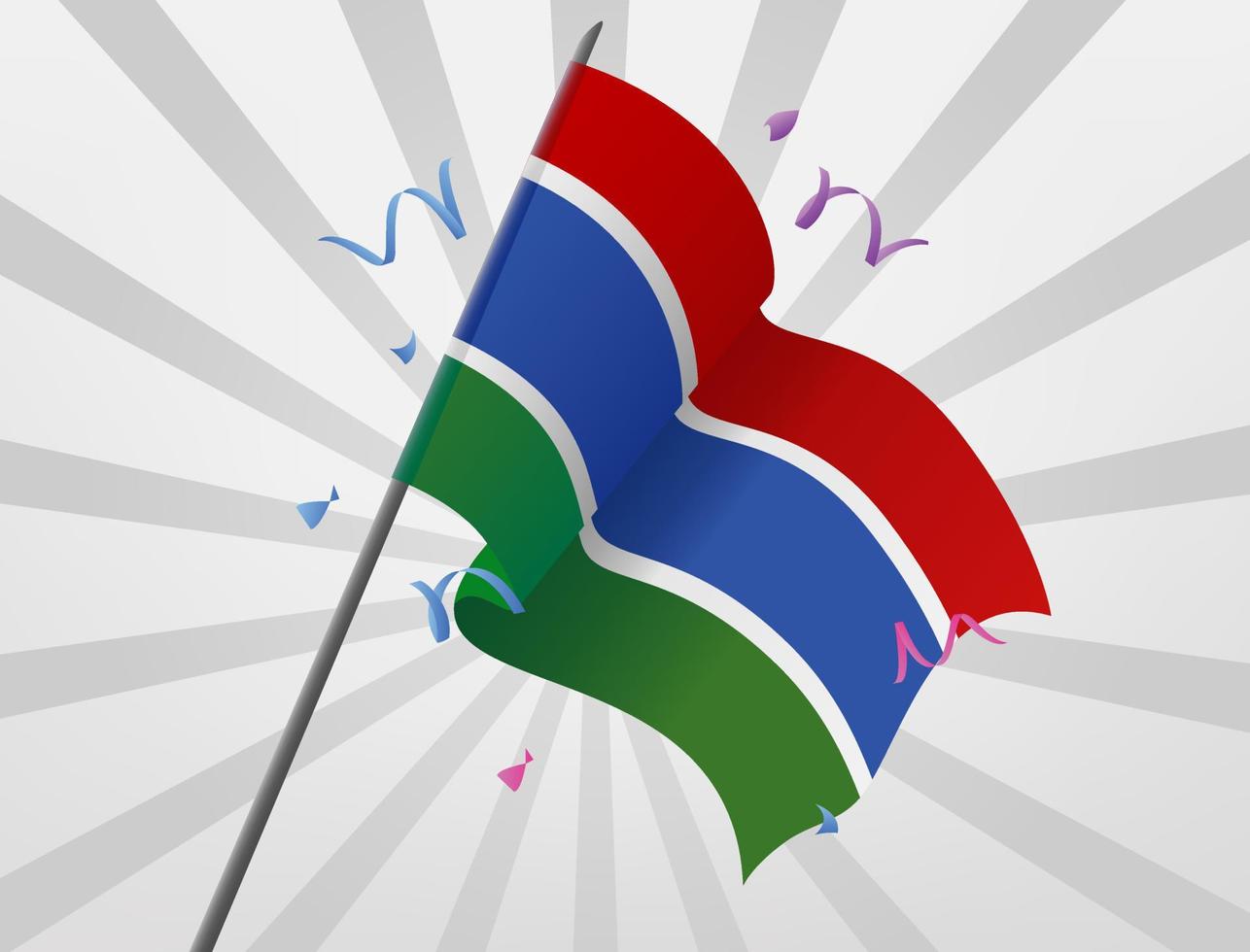 The celebratory flag of Gambia is flying at high altitudes vector