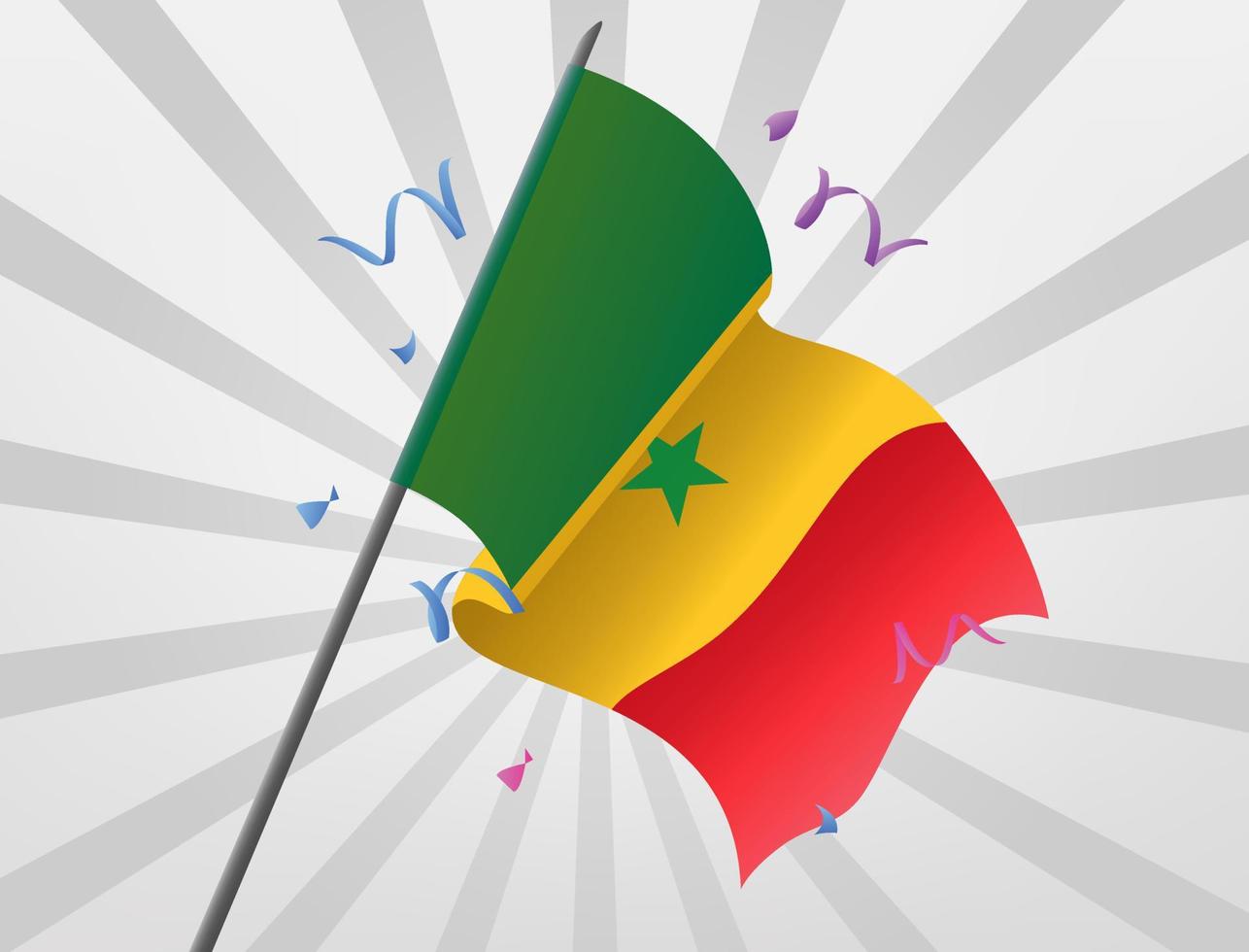 The celebratory flag of Senegal flew at a height vector