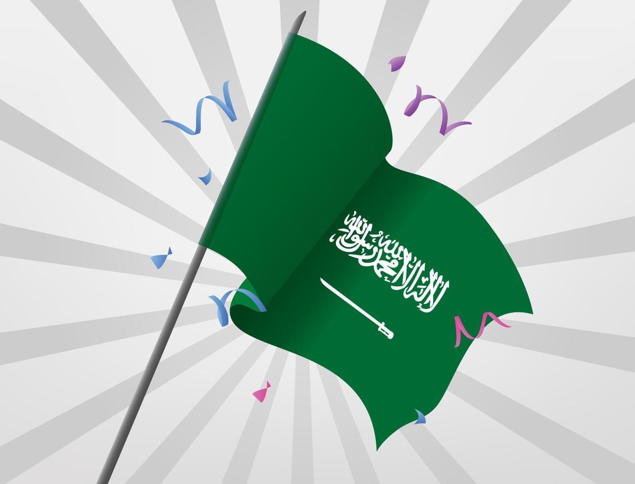 la bandera de las celebraciones de arabia saudita volaba a lo alto vector