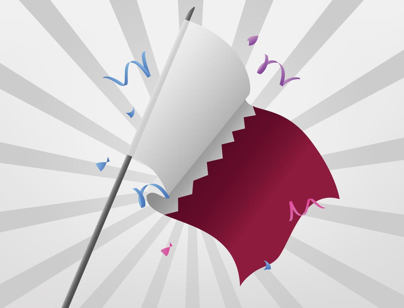 la bandera de celebración de qatar vuela a gran altura vector