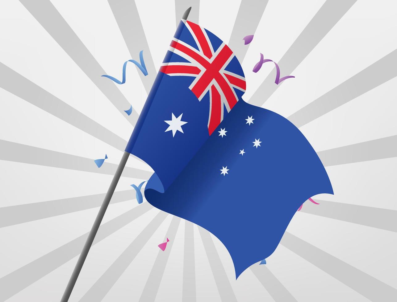 la bandera de celebración de australia ondea a gran altura vector