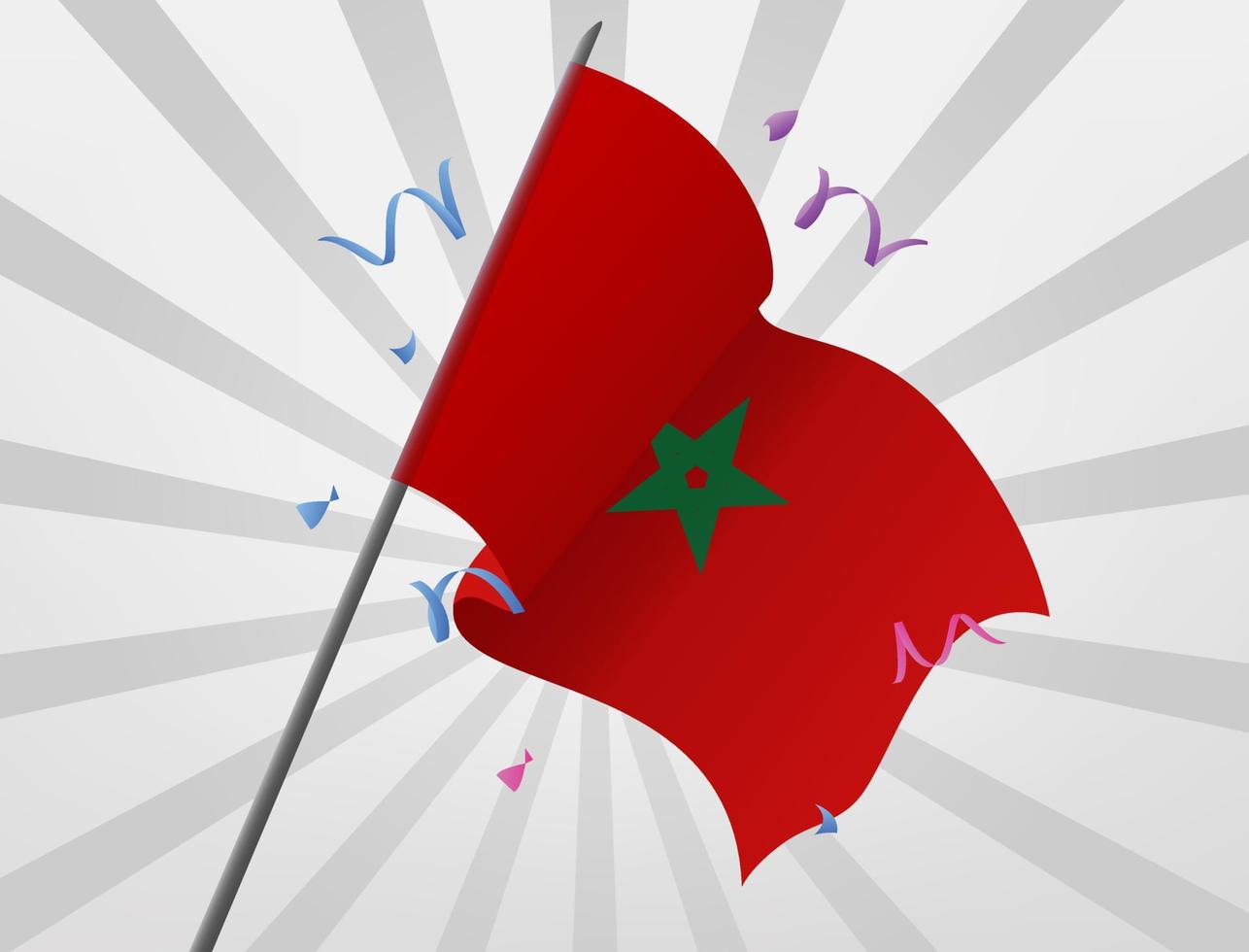 The celebratory flag of Morocco flies at height vector