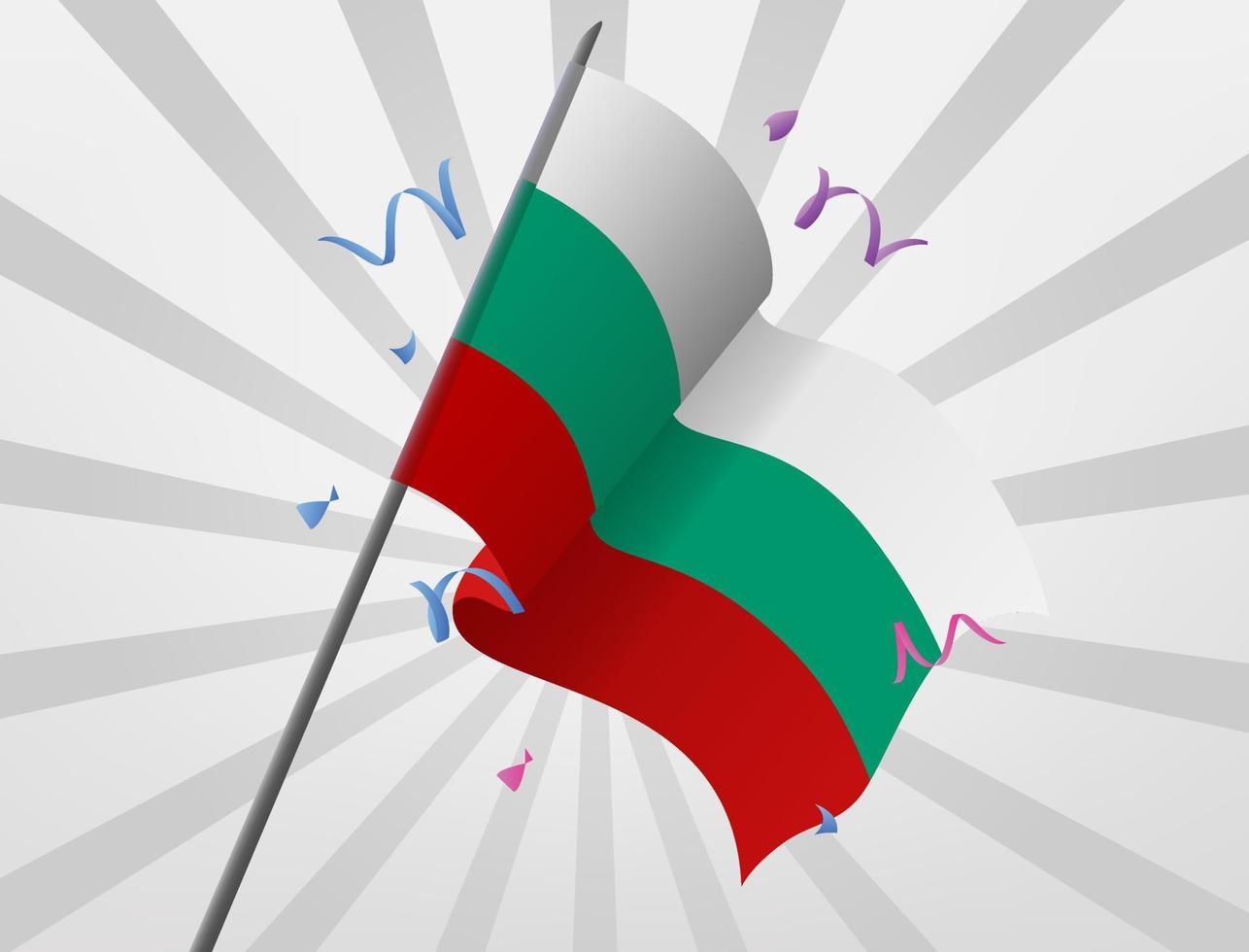 la bandera festiva de bulgaria ondea en altura vector