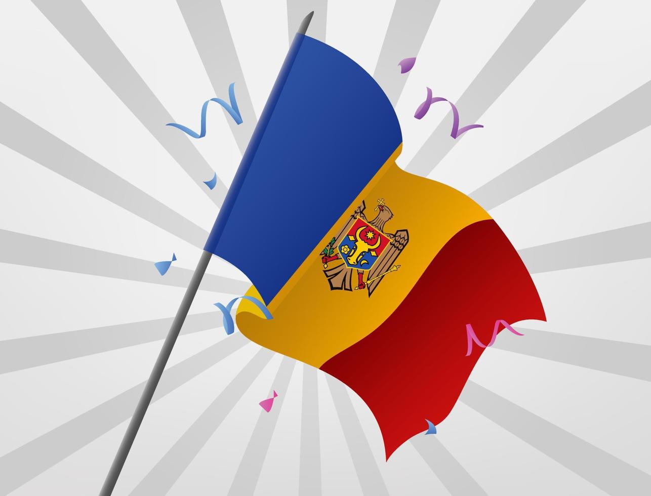 The celebratory flag of Moldova is flying at high altitudes vector