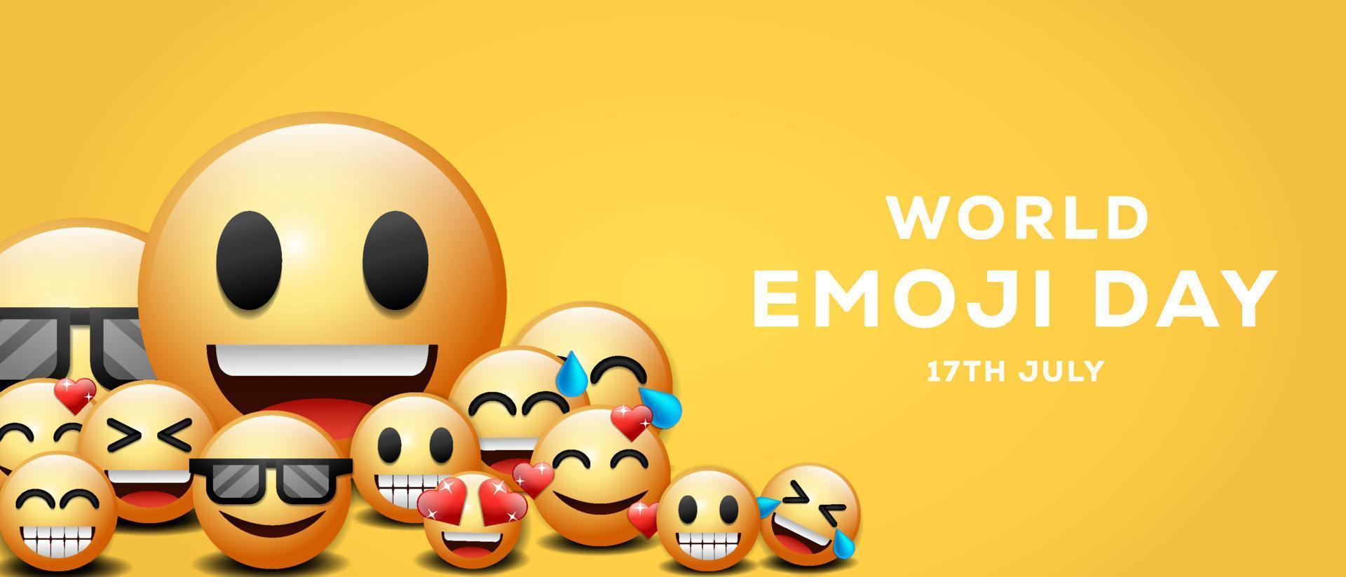 ilustración de fondo del día mundial del emoticono realista con emoticono de diferentes expresiones faciales vector