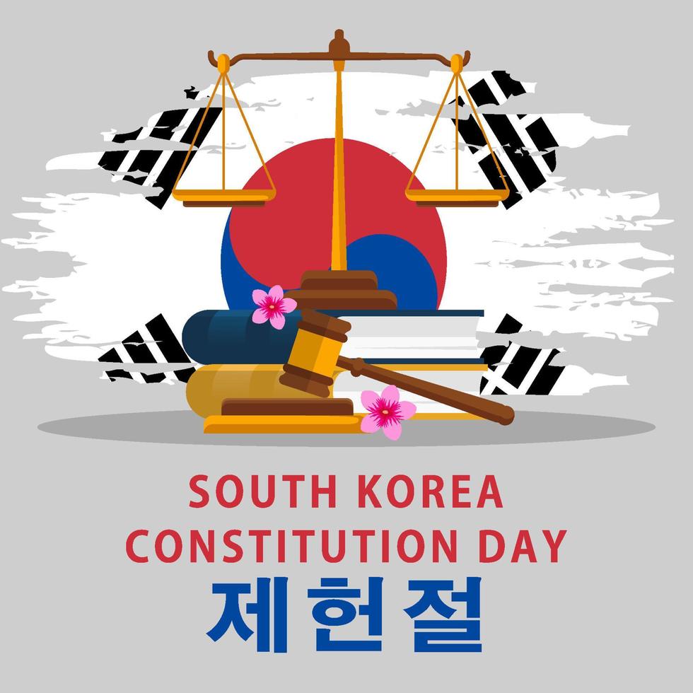 ilustración del día de la constitución de corea en la bandera coreana de fondo vector