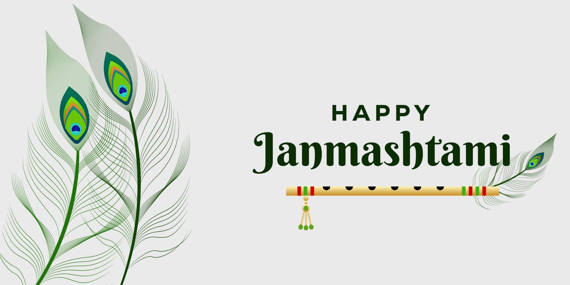 happy Janmashtami background illustration with peacock feather and ...