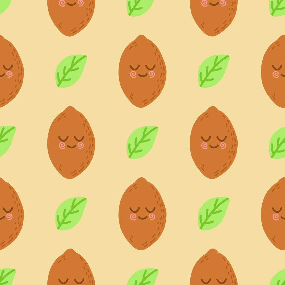 Cute seamless pattern with cartoon kiwi fruit vector