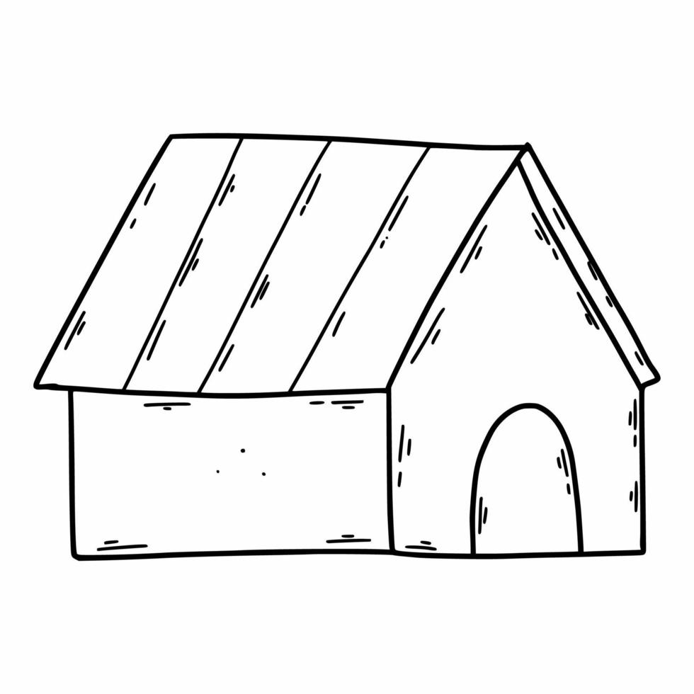 Doghouse. Kennel. Vector doodle illustration.