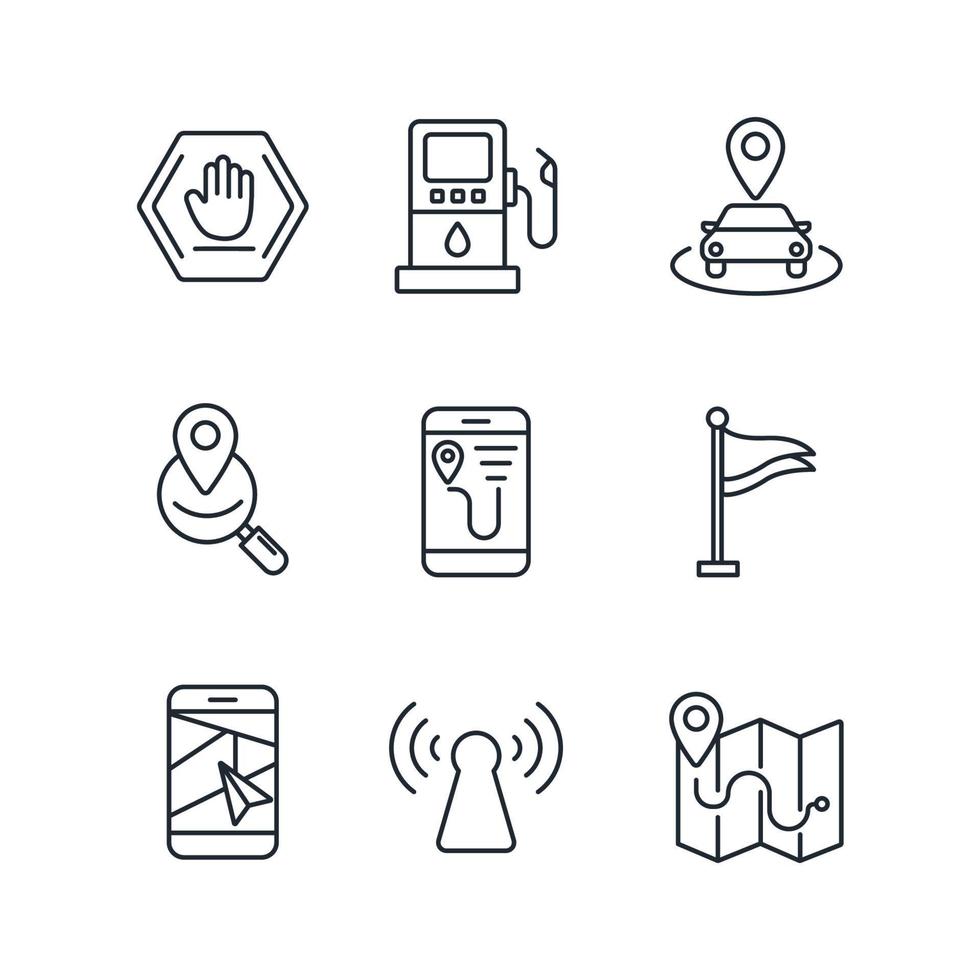 conjunto de iconos de navegación. elementos de vector de símbolo de paquete de navegación para web de infografía