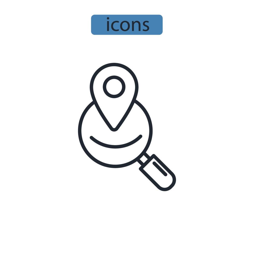 iconos de búsqueda de mapa símbolo elementos vectoriales para web infográfico vector