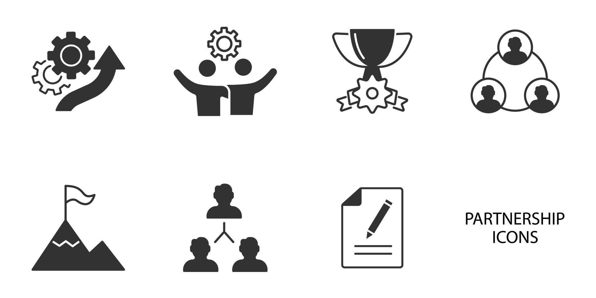 Partnership icons set . Partnership pack symbol vector elements for infographic web