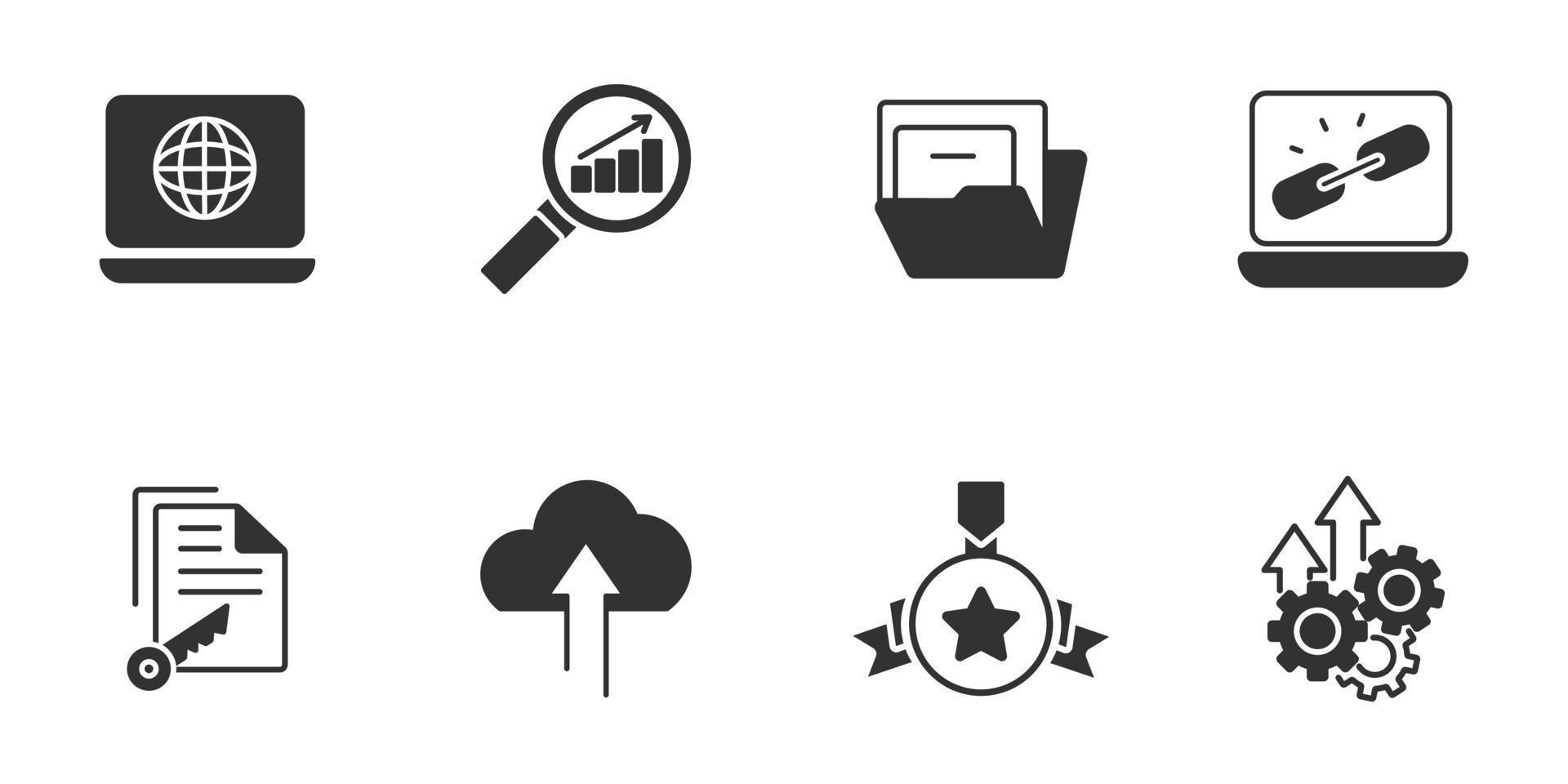 SEO search engine optimization icons set . SEO search engine optimization pack symbol vector elements for infographic web