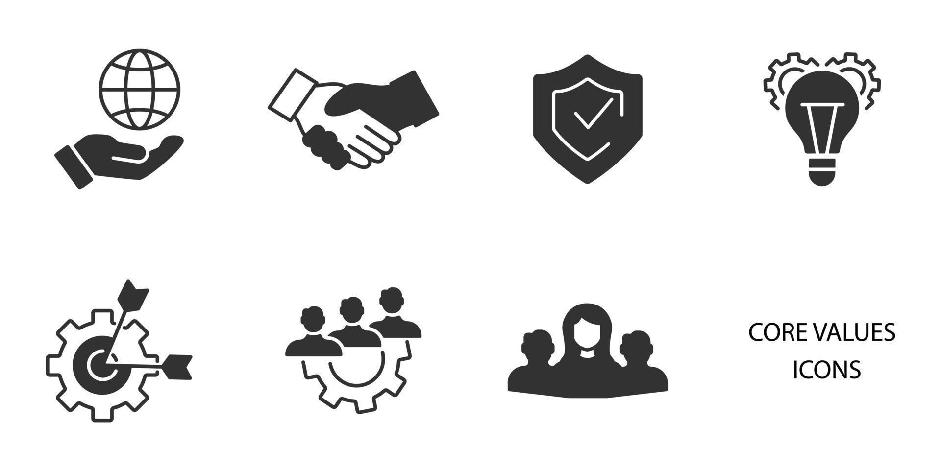 core values icons set . core values pack symbol vector elements for infographic web