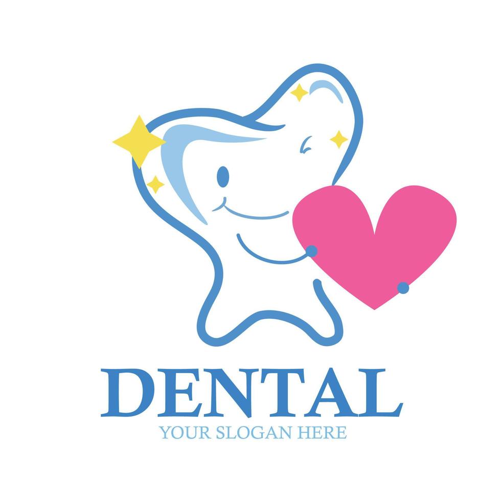 Tooth logo holding love image. Vector Logo symbol love on the teeth