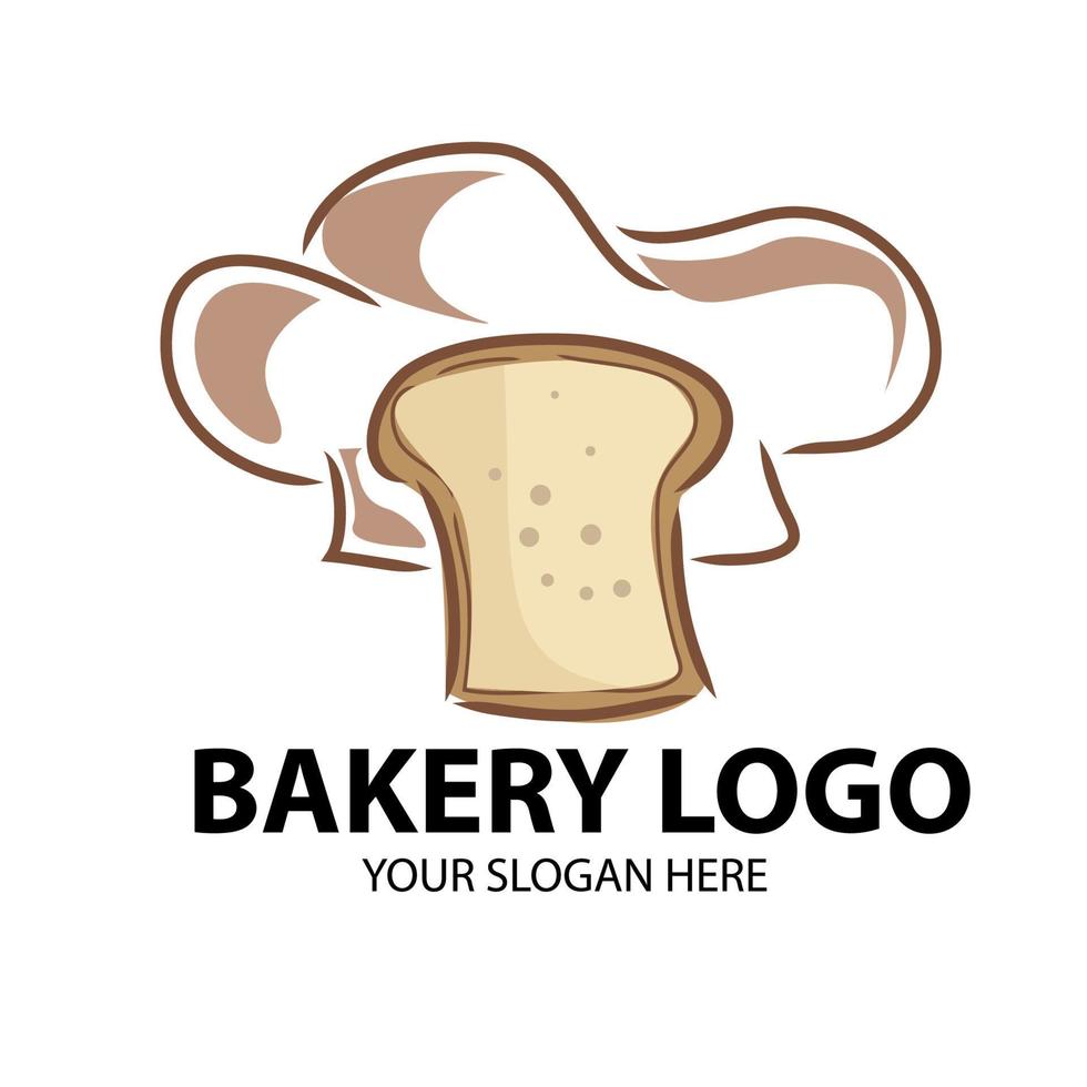 diseño de personajes del logotipo de panadería. pan con toque sobre fondo blanco. vector