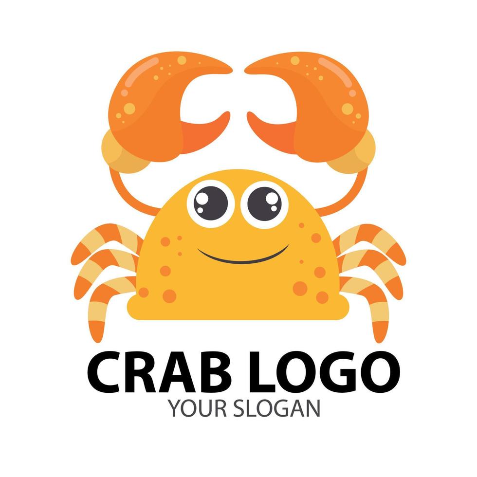 logotipo de mascota de dibujos animados de cangrejo amarillo lindo divertido vector