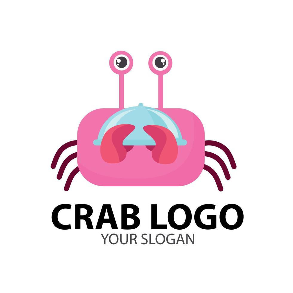 lindo cangrejo rosa. el logotipo del cangrejo rosa es adecuado para restaurantes, cafés y tapas de bocadillos vector