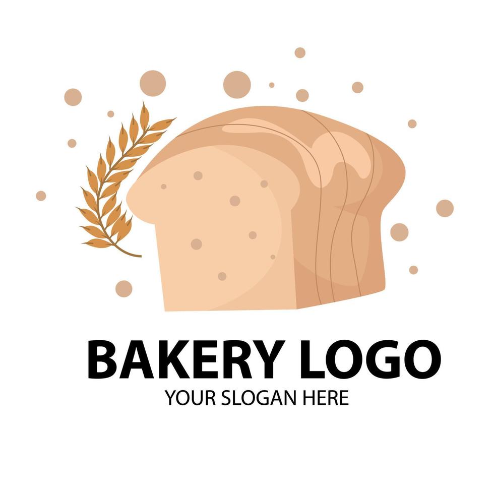 rebanadas de pan como emblema o logotipo de panadería, dos variantes con fondo beige y blanco vector