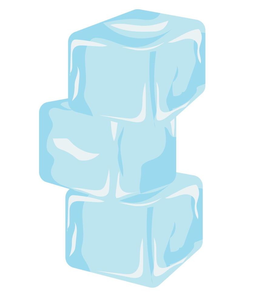 tres cubitos de hielo para bebidas. ilustración de stock vectorial aislada sobre fondo blanco. vector