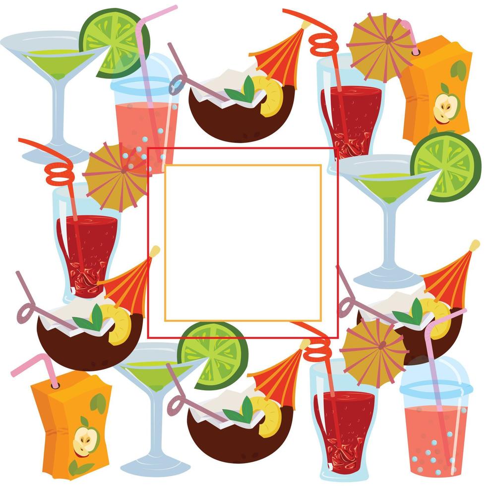 Banner. Summer cool drinks set. Vector stock illustration isolated on white background.