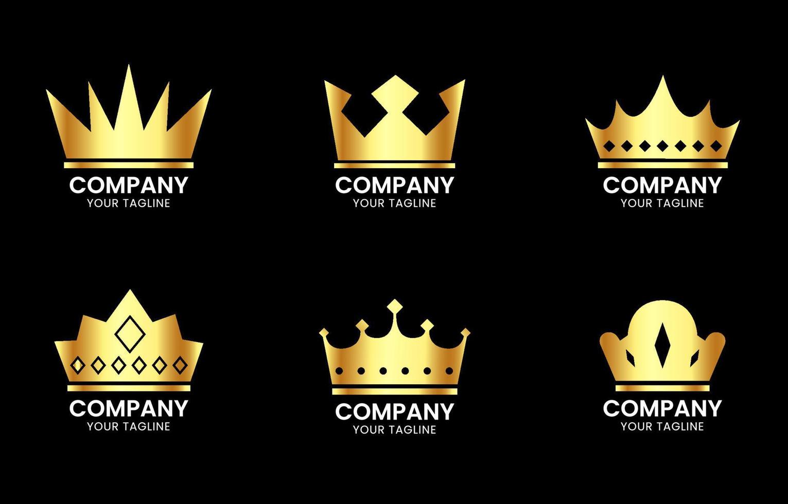 Gold Gradient Crown Logo Set vector
