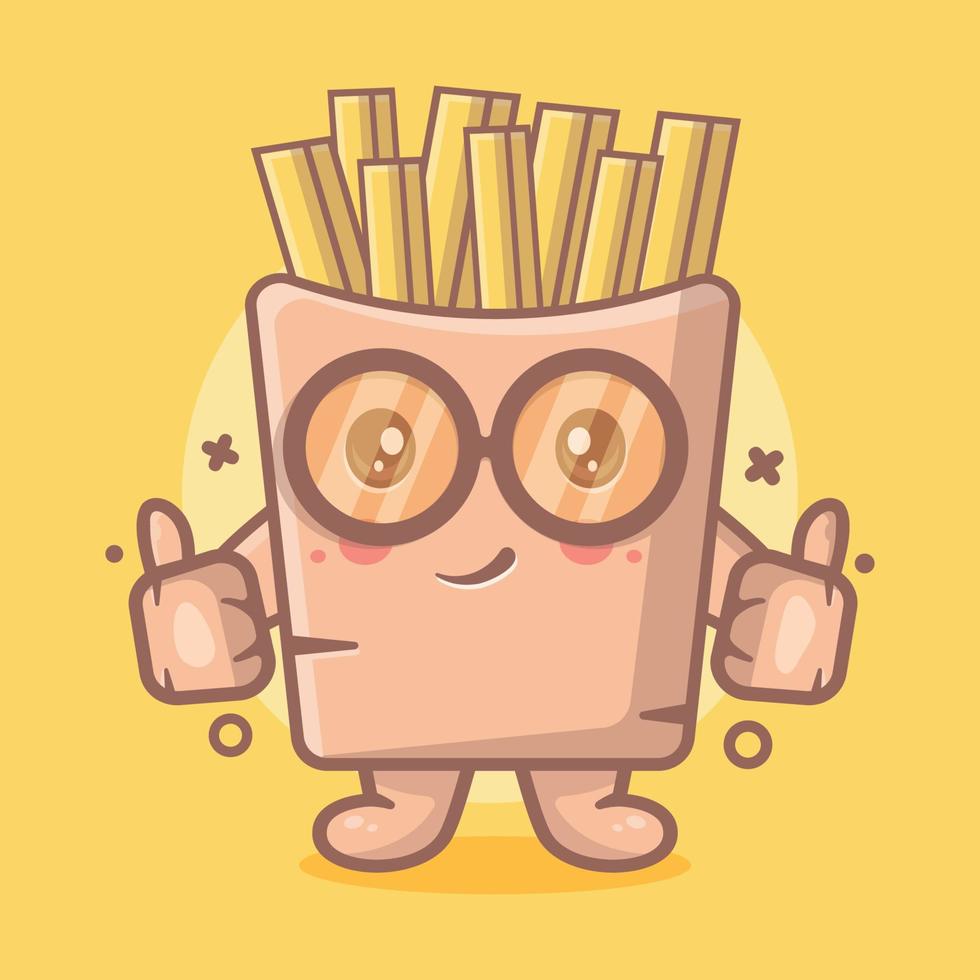 divertida mascota de personaje de comida de papas fritas con pulgar arriba gesto de mano dibujos animados aislados en diseño de estilo plano vector