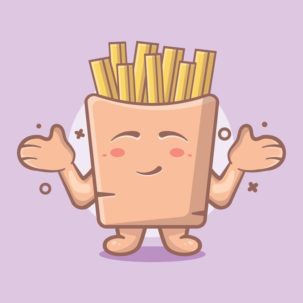 kawaii french fries food character mascot with confused expression isolated cartoon in flat style design vector