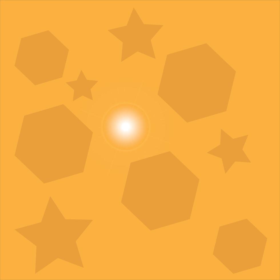 Colorful neo-geometric poster. Stars and polygons on an orange background. Vector illustration.