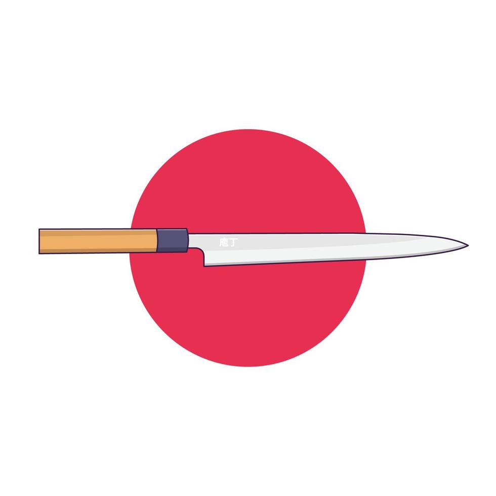 ilustración de icono de vector de cuchillo japonés con contorno sobre fondo blanco para elemento de diseño, imágenes prediseñadas, web, página de destino, pegatina, banner. estilo de dibujos animados plana