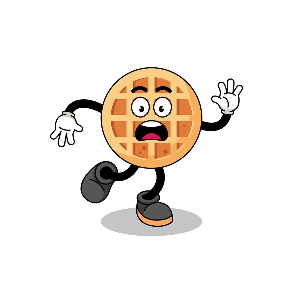 slipping circle waffle mascot illustration vector