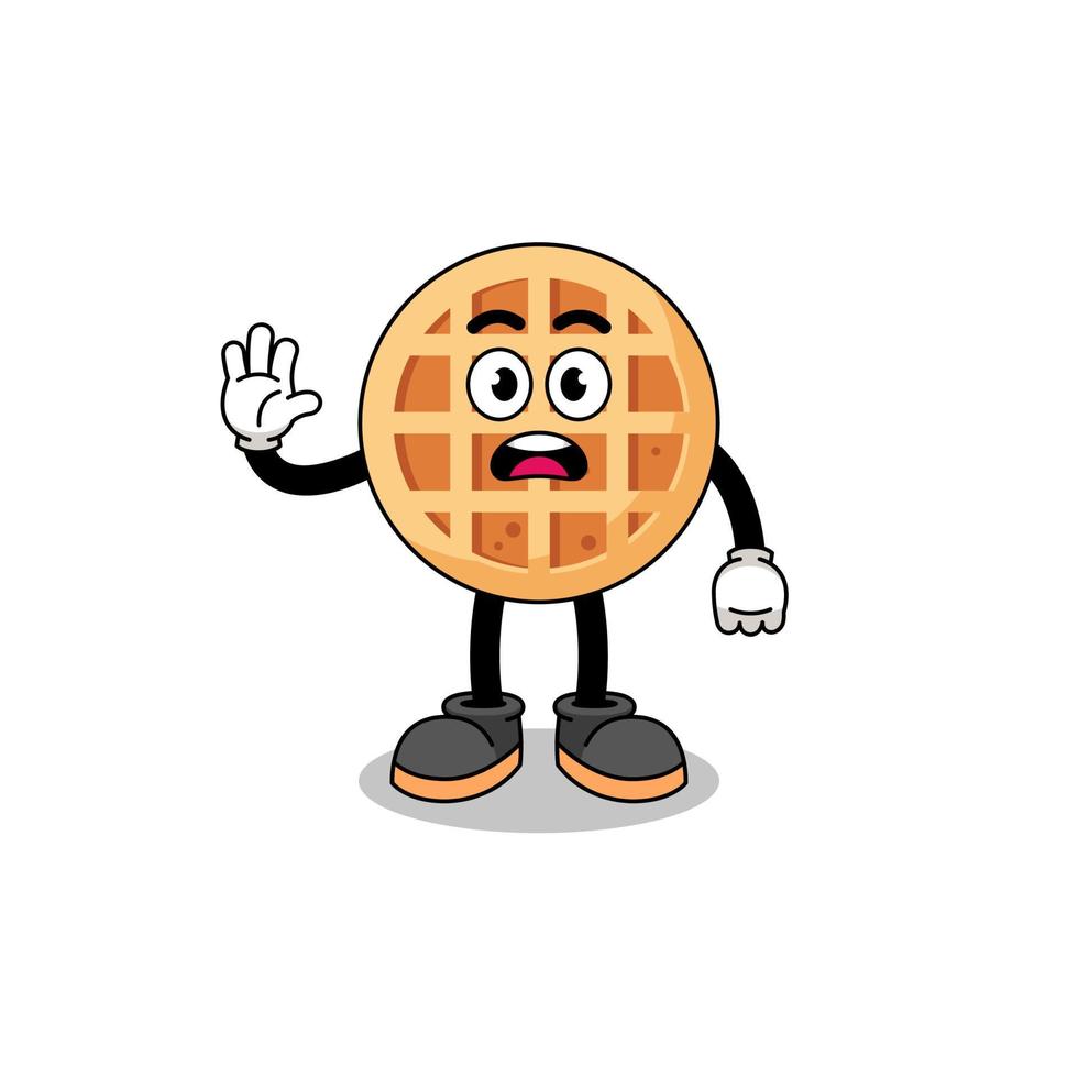 circle waffle cartoon illustration doing stop hand vector