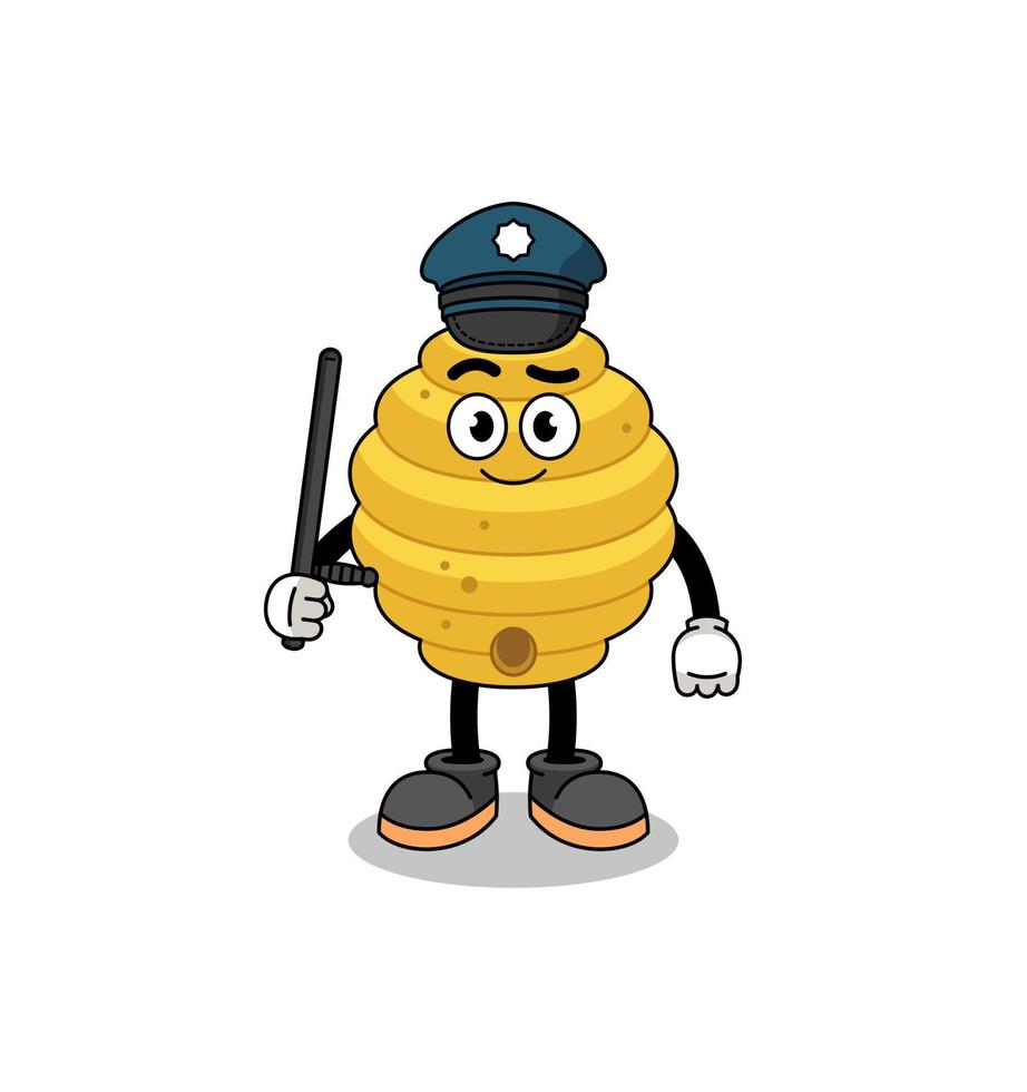 Cartoon Illustration of bee hive police vector