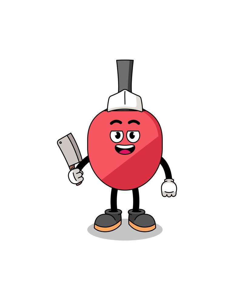 Mascot of table tennis racket as a butcher vector